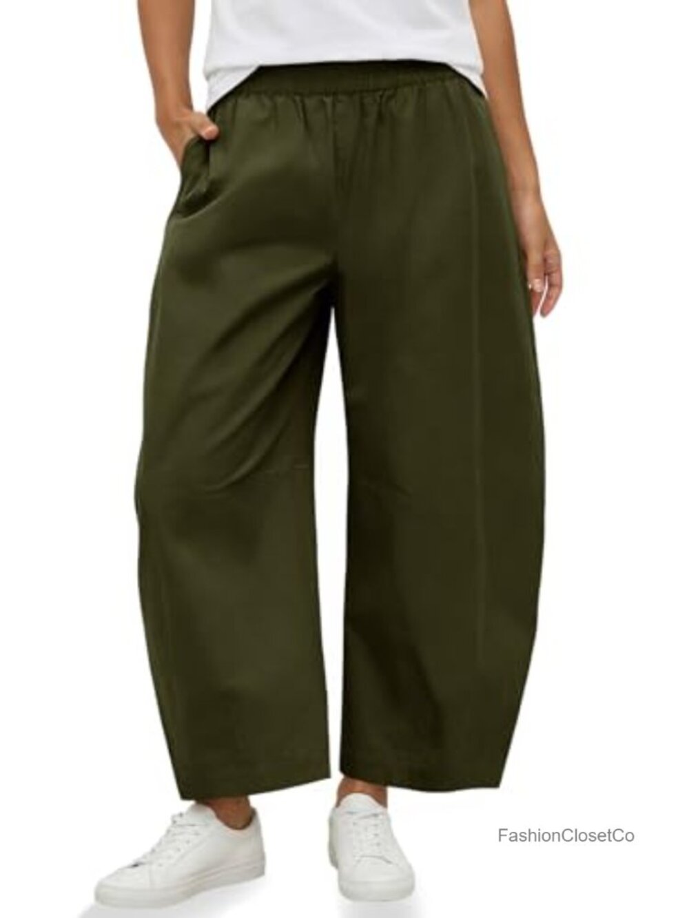 Wide Leg Barrel Pants High Waisted Harem Casual Cotton Blend Baggy Trousers